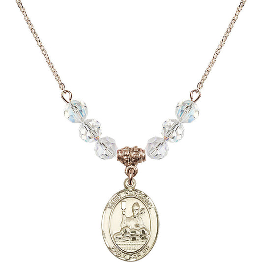 14kt Gold Filled Saint Honorius of Amiens Birthstone Necklace with Crystal Beads - 8376