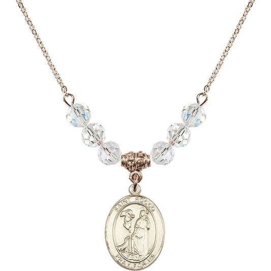 14kt Gold Filled Saint Rocco Birthstone Necklace with Crystal Beads - 8377