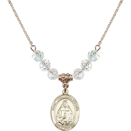 14kt Gold Filled Saint Theodora Birthstone Necklace with Crystal Beads - 8382