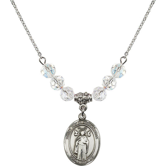 Sterling Silver Saint Ivo of Kelmartin Birthstone Necklace with Crystal Beads - 8384
