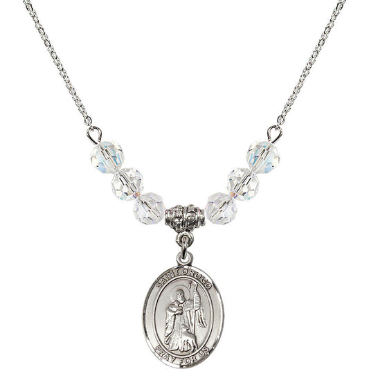 Sterling Silver Saint Drogo Birthstone Necklace with Crystal Beads - 8386