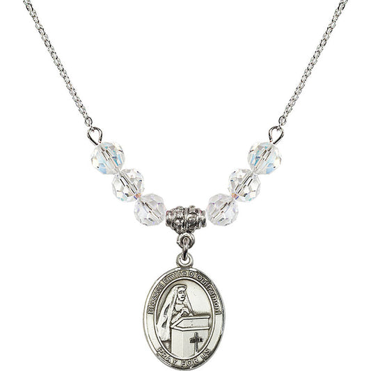 Sterling Silver Blessed Emilee Doultremont Birthstone Necklace with Crystal Beads - 8390