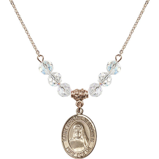 14kt Gold Filled Saint Pauline Visintainer Birthstone Necklace with Crystal Beads - 8391