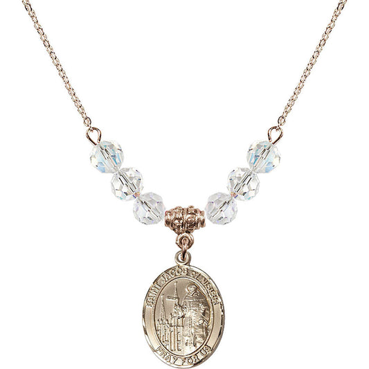 14kt Gold Filled Saint Jacob of Nisibis Birthstone Necklace with Crystal Beads - 8392