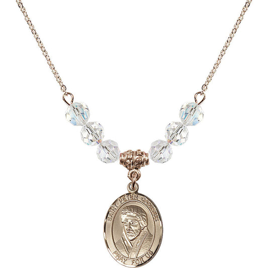 14kt Gold Filled Saint Peter Canisius Birthstone Necklace with Crystal Beads - 8393