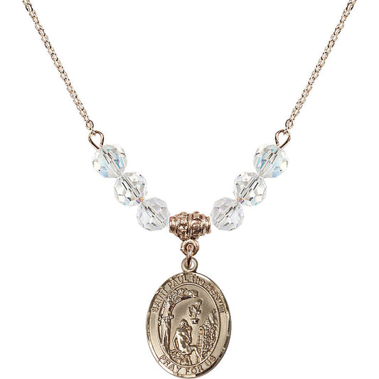 14kt Gold Filled Saint Paul the Hermit Birthstone Necklace with Crystal Beads - 8394