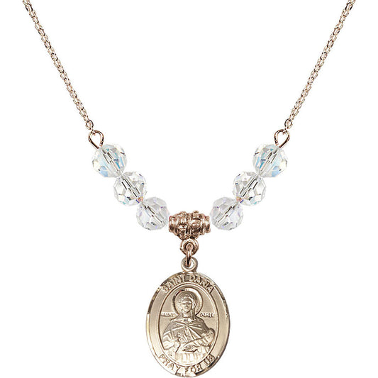 14kt Gold Filled Saint Daria Birthstone Necklace with Crystal Beads - 8396