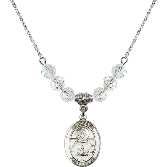Sterling Silver Saint Daria Birthstone Necklace with Crystal Beads - 8396