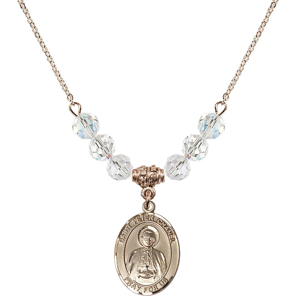 14kt Gold Filled Saint Peter Chanel Birthstone Necklace with Crystal Beads - 8397