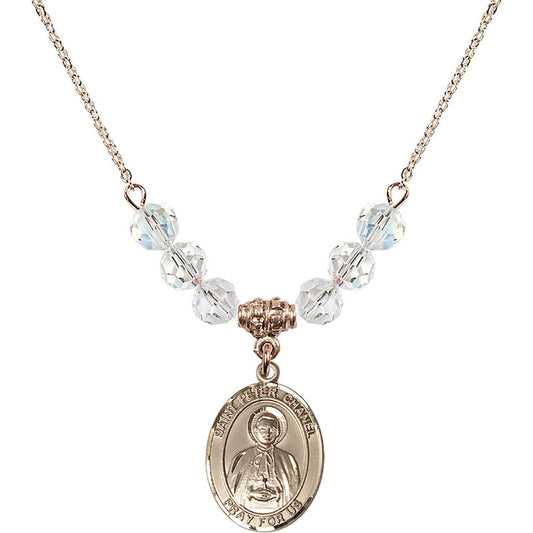 14kt Gold Filled Saint Peter Chanel Birthstone Necklace with Crystal Beads - 8397