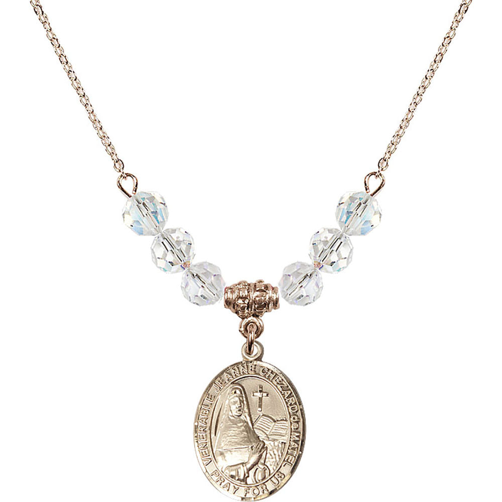 14kt Gold Filled Saint Jeanne Chezard de Matel Birthstone Necklace with Crystal Beads - 8401