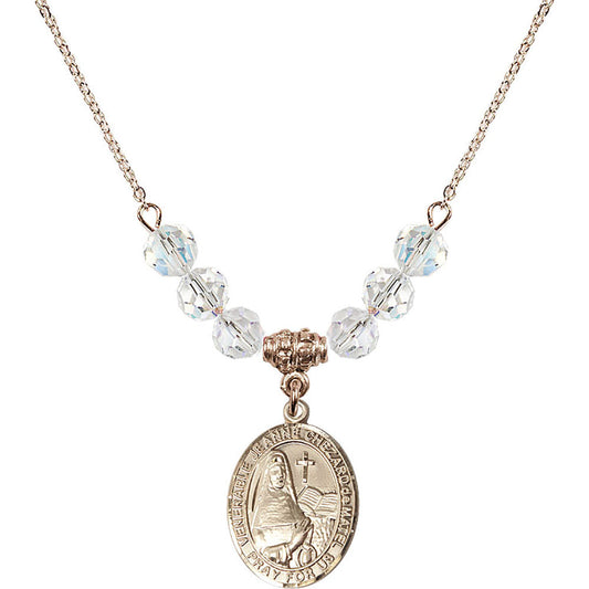 14kt Gold Filled Saint Jeanne Chezard de Matel Birthstone Necklace with Crystal Beads - 8401