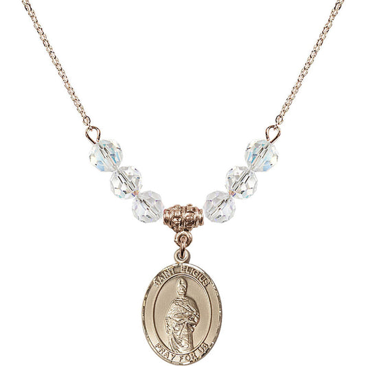14kt Gold Filled Saint Eligius Birthstone Necklace with Crystal Beads - 8402