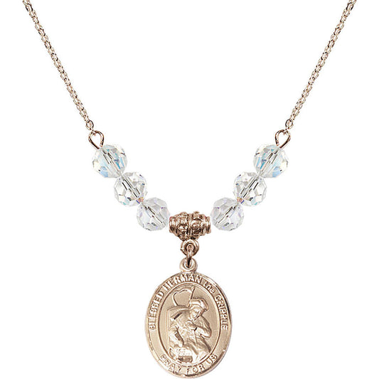 14kt Gold Filled Blessed Herman the Cripple Birthstone Necklace with Crystal Beads - 8403