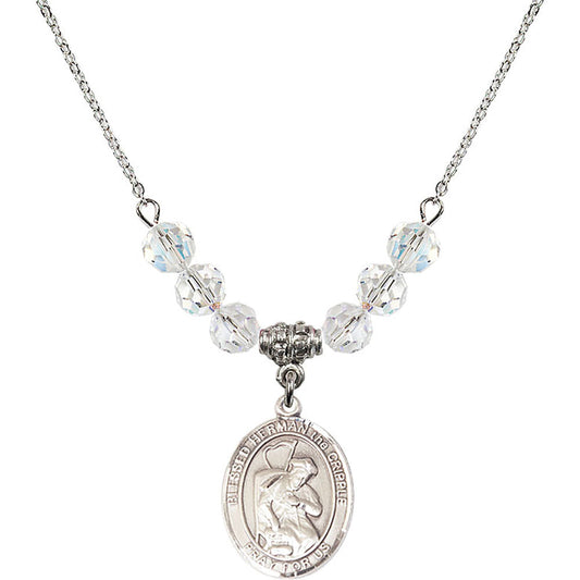 Sterling Silver Blessed Herman the Cripple Birthstone Necklace with Crystal Beads - 8403