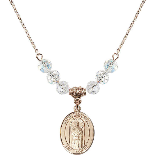 14kt Gold Filled Saint Seraphina Birthstone Necklace with Crystal Beads - 8405