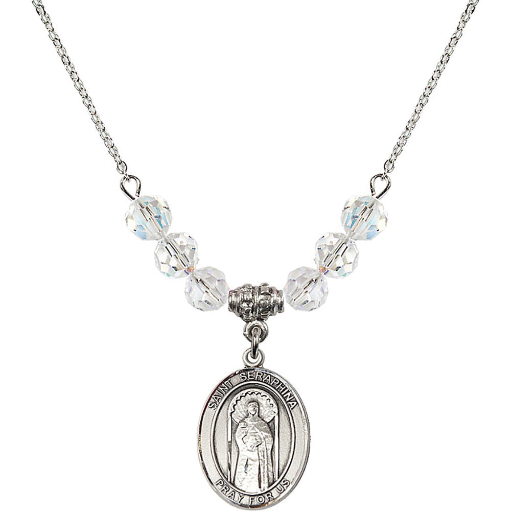 Sterling Silver Saint Seraphina Birthstone Necklace with Crystal Beads - 8405