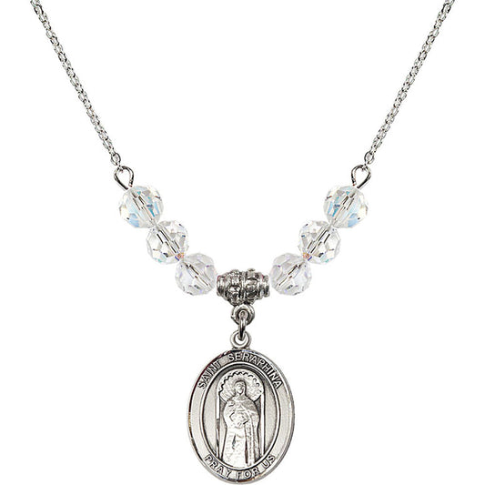 Sterling Silver Saint Seraphina Birthstone Necklace with Crystal Beads - 8405