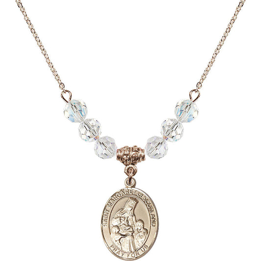 14kt Gold Filled Saint Margaret of Scotland Birthstone Necklace with Crystal Beads - 8407