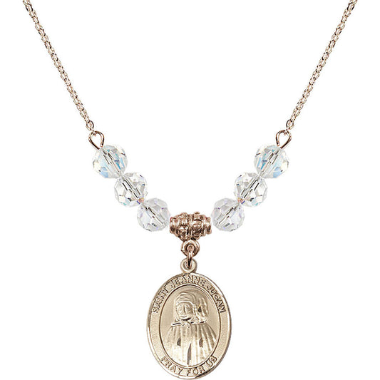14kt Gold Filled Saint Jeanne Jugan Birthstone Necklace with Crystal Beads - 8409