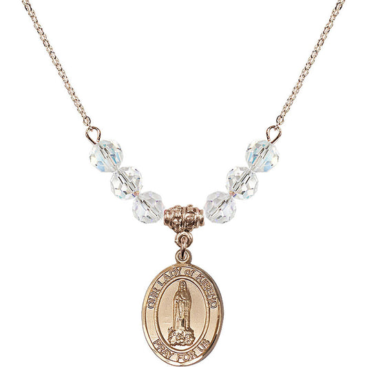 14kt Gold Filled Our Lady of Kibeho Birthstone Necklace with Crystal Beads - 8414