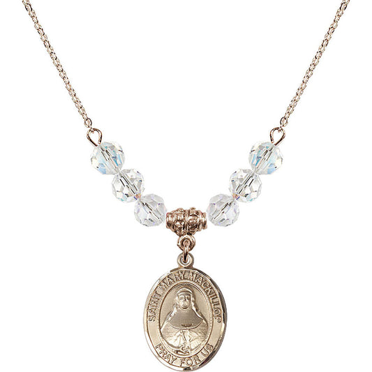 14kt Gold Filled Saint Mary Mackillop Birthstone Necklace with Crystal Beads - 8425