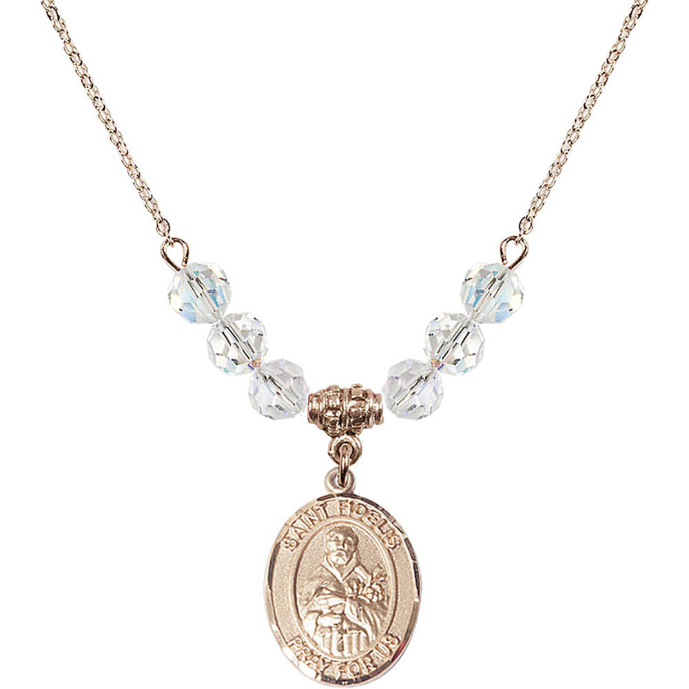 14kt Gold Filled Saint Fidelis Birthstone Necklace with Crystal Beads - 8426
