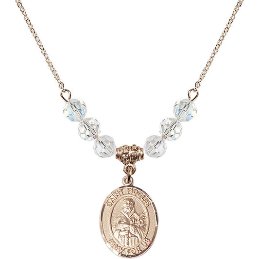 14kt Gold Filled Saint Fidelis Birthstone Necklace with Crystal Beads - 8426
