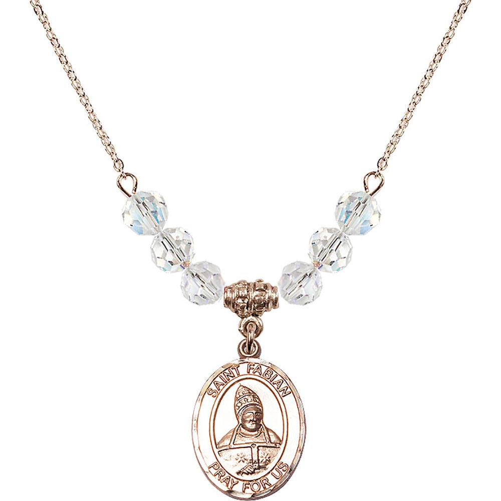 14kt Gold Filled Saint Fabian Birthstone Necklace with Crystal Beads - 8427