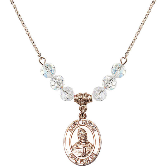 14kt Gold Filled Saint Fabian Birthstone Necklace with Crystal Beads - 8427
