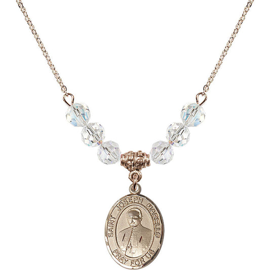 14kt Gold Filled Saint Joseph Marello Birthstone Necklace with Crystal Beads - 8430