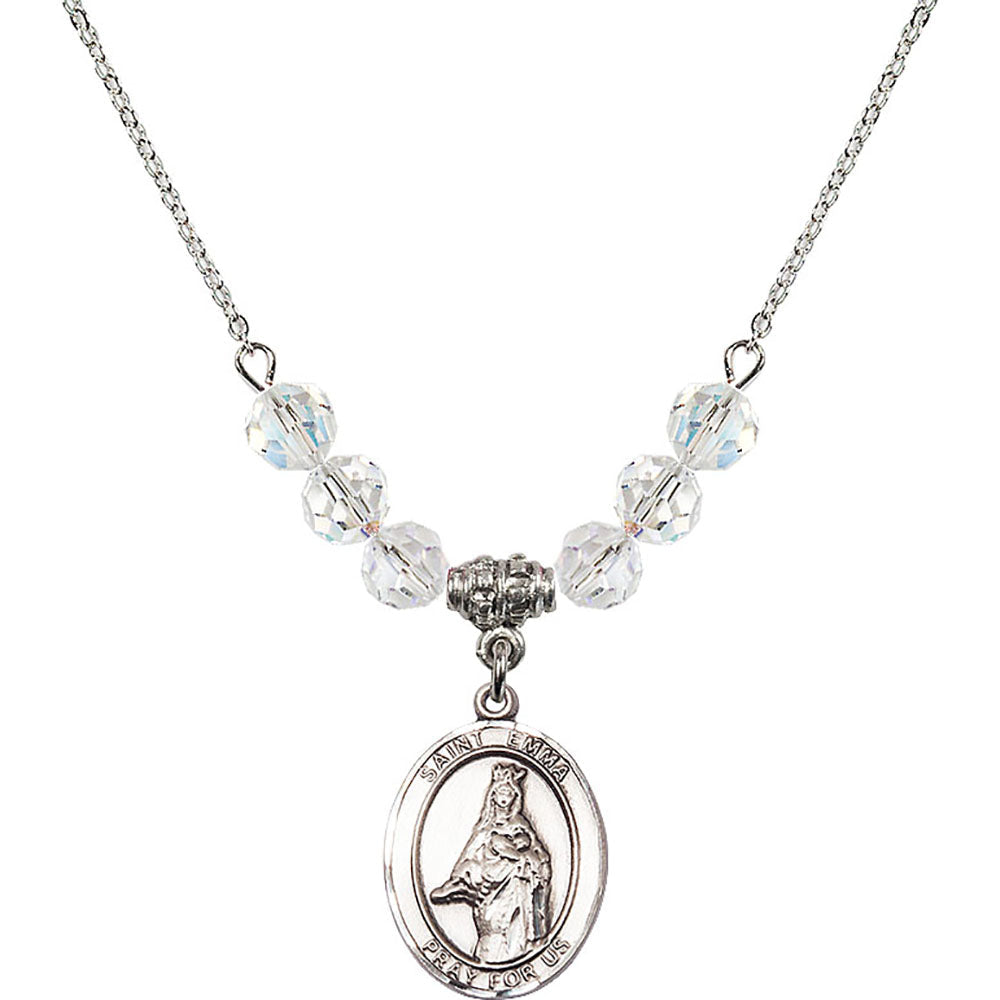 Sterling Silver Saint Emma Uffing Birthstone Necklace with Crystal Beads - 8450