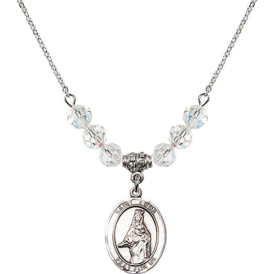 Sterling Silver Saint Emma Uffing Birthstone Necklace with Crystal Beads - 8450