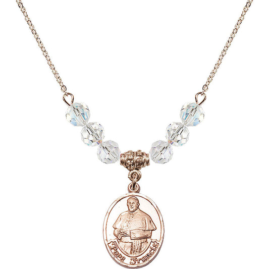14kt Gold Filled Pope Francis Birthstone Necklace with Crystal Beads - 8451