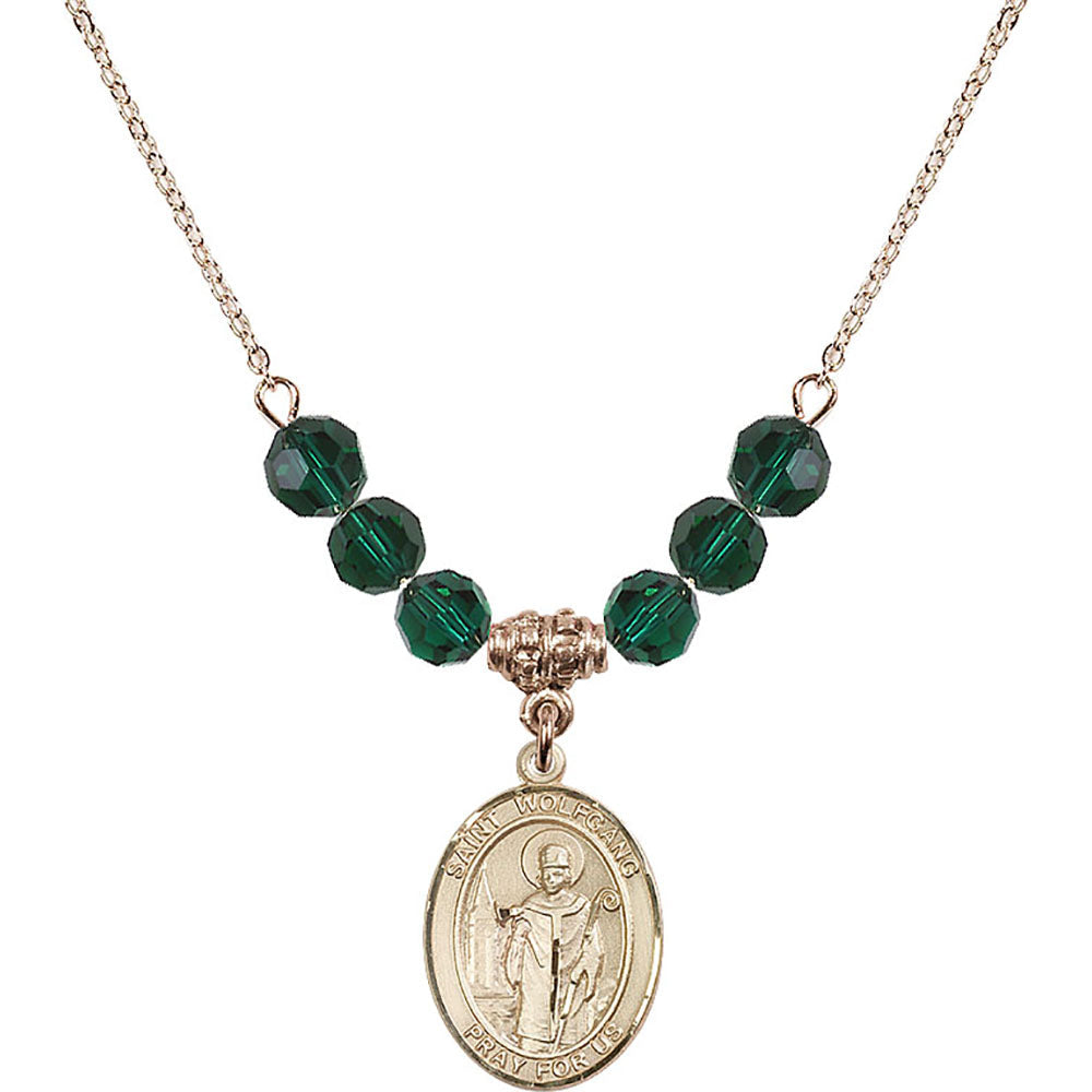 14kt Gold Filled Saint Wolfgang Birthstone Necklace with Emerald Beads - 8323