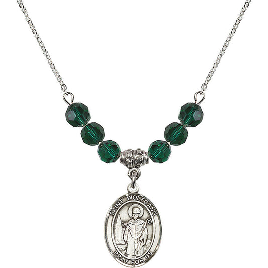 Sterling Silver Saint Wolfgang Birthstone Necklace with Emerald Beads - 8323