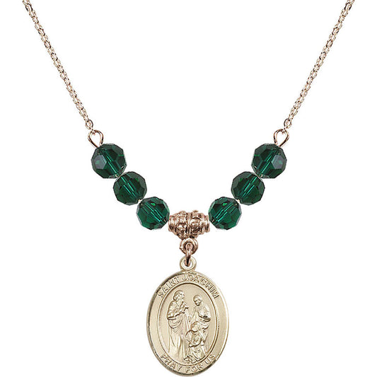 14kt Gold Filled Saint Joachim Birthstone Necklace with Emerald Beads - 8348