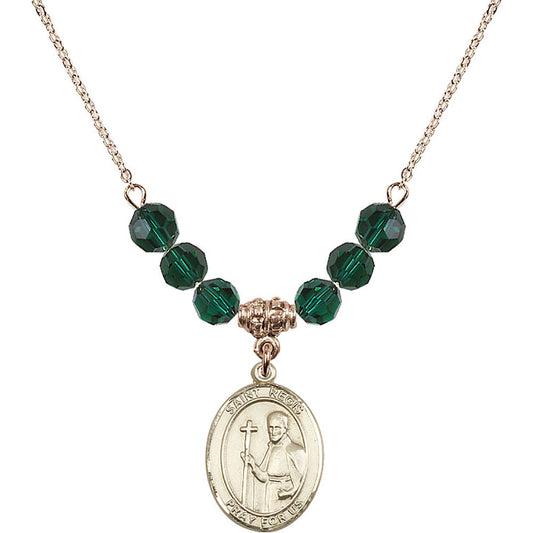 14kt Gold Filled Saint Regis Birthstone Necklace with Emerald Beads - 8380