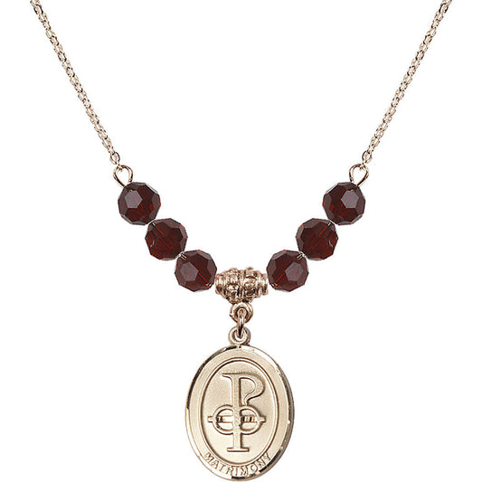 14kt Gold Filled Matrimony Birthstone Necklace with Garnet Beads - 0869