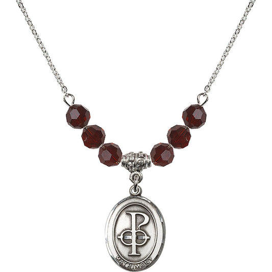 Sterling Silver Matrimony Birthstone Necklace with Garnet Beads - 0869