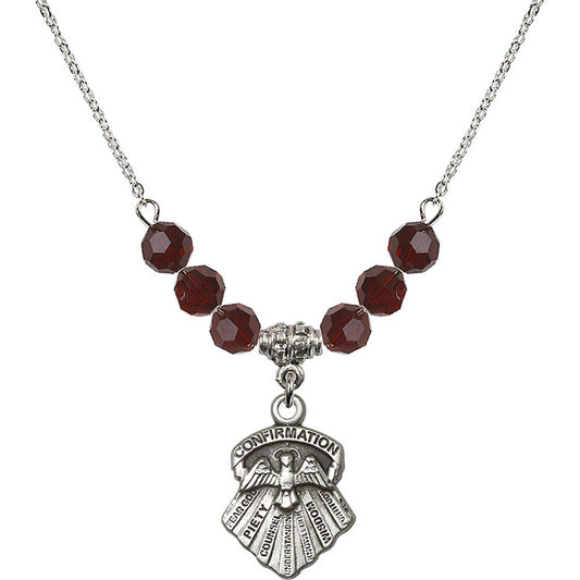 Sterling Silver Seven Gifts Birthstone Necklace with Garnet Beads - 0886