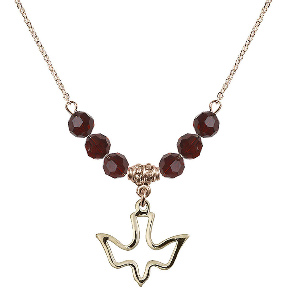 14kt Gold Filled Holy Spirit Birthstone Necklace with Garnet Beads - 1510