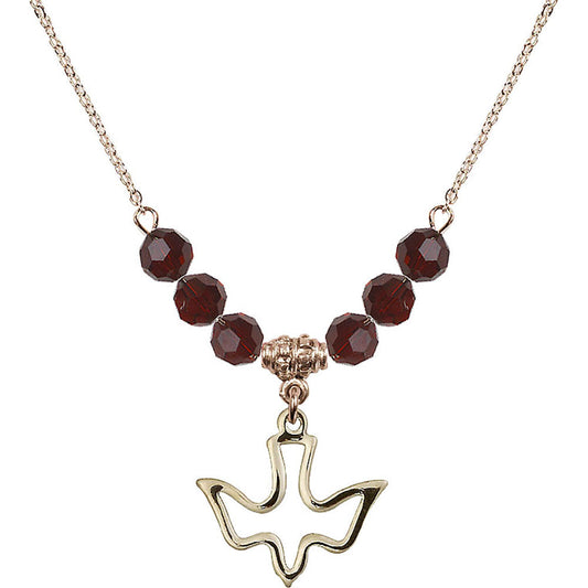 14kt Gold Filled Holy Spirit Birthstone Necklace with Garnet Beads - 1510