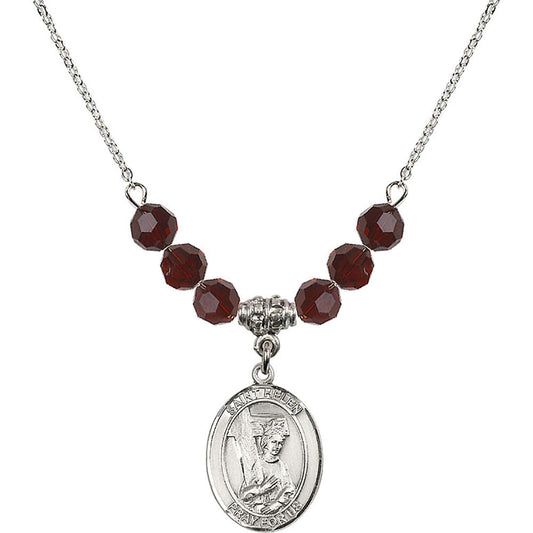 Sterling Silver Saint Helen Birthstone Necklace with Garnet Beads - 8043