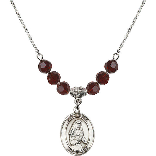 Sterling Silver Saint Emily de Vialar Birthstone Necklace with Garnet Beads - 8047