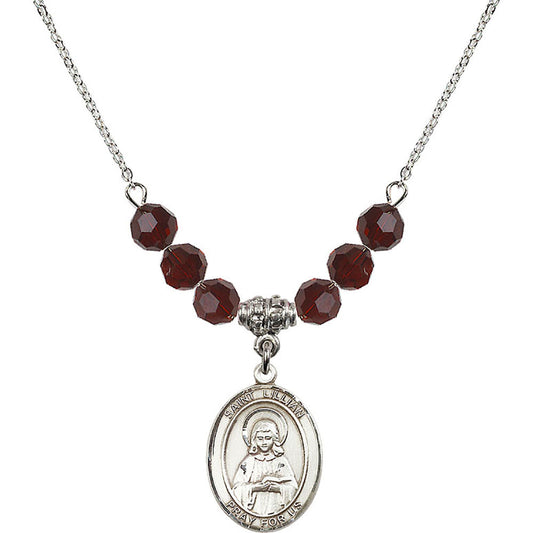 Sterling Silver Saint Lillian Birthstone Necklace with Garnet Beads - 8226