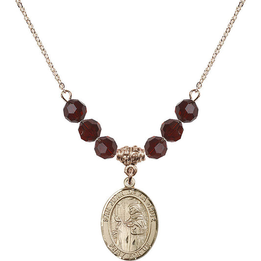 14kt Gold Filled San Juan de la Cruz Birthstone Necklace with Garnet Beads - 8232