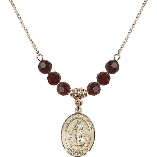 14kt Gold Filled Blessed Karolina Kozkowna Birthstone Necklace with Garnet Beads - 8283