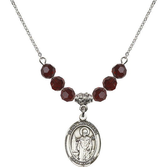 Sterling Silver Saint Wolfgang Birthstone Necklace with Garnet Beads - 8323