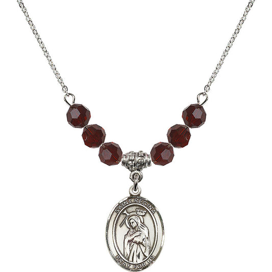 Sterling Silver Saint Regina Birthstone Necklace with Garnet Beads - 8335